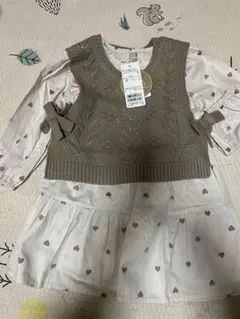 【petit main】ベストつきティアードワンピース