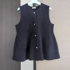 ウール混合 ダークネイビー ノースリーブベスト
