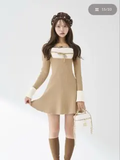 ⚠️最終値下げDarich リボンファーフレアニットミニワンピース