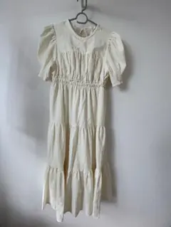 パフスリーブ ティアード ロングワンピース アイボリー　MOUSSY マウジー
