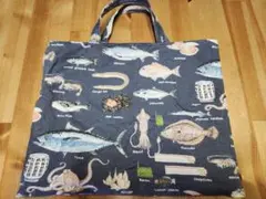 魚柄 レッスンバッグ 手提げバッグ
