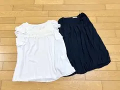 テチチ　美品　ノースリーブシャツ　2枚　ホワイトとネイビーのトップスセット　M