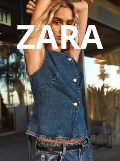 ZARAデニム ノースリーブベスト ボタン付き