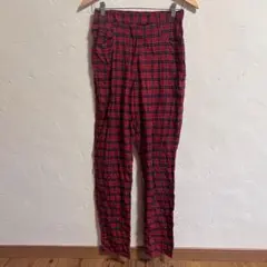 古着✨DeCade カジュアルパンツ 赤黒チェック柄 イージーパンツ サイズ40