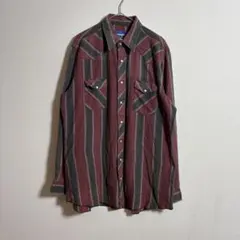 Wrangler 長袖 ストライプ ウエスタンシャツ