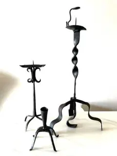 アイアン製 キャンドルホルダー 3点セット 手作り 鉄製 燭台