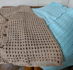 レディース手編みベスト２枚春秋用　used