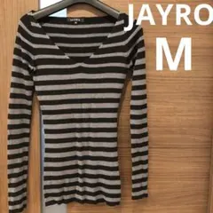 JAYRO Vネックニットプルオーバーボーダー柄 ストライプ 長袖トップス　M