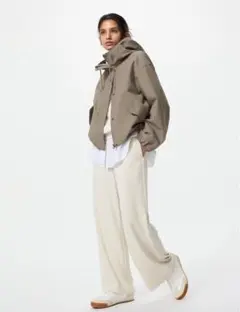 ユニクロクレープジャージーストレートパンツ丈短め