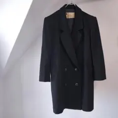 極美品 カシミヤ100% WB ダブルブレスト ロングコート ブラック M 