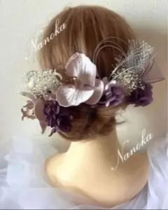 銀箔付♪胡蝶蘭髪飾り♪ドライフラワー♪成人式♪結婚式♪胡蝶蘭♪水引チュール