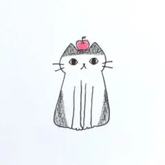 【1215】【ハチワレ猫の絵】オリジナル手描きアナログイラスト原画自作創作アート