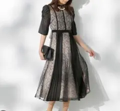 form forma パーティー 結婚式用ドレス レースプリーツドレス