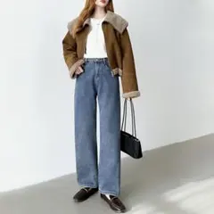 【新品未使用】cocomomo 裏起毛デニムパンツ ストレート パンツ