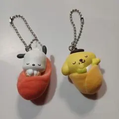サンリオ　おくるみベイビーマスコット　ポチャッコ　ポムポムプリン　キーホルダー