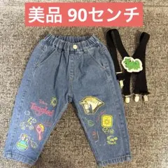 【美品】バースデイ nanaコラボ ディズニー ラプンツェル デニムパンツ 90