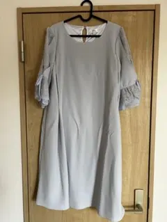 ライトブルー レース付きドレス　結婚式　二次会