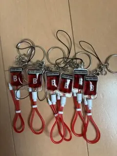 かわ血ぃ　輸血パック　キーホルダー　血液　おもしろ　6個セット　B型