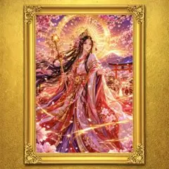 桜光富士女神 開運絵画 アート 額縁なし 風水 スピリチュアル 御守り