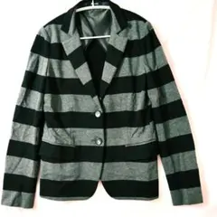 【美品】アクアスキュータム ロンドン ボーダー柄 ニットジャケット