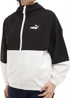 PUMA フード付きウィンドブレーカー ブラック/ホワイト