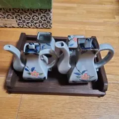 まるほんとーき　和風花柄醤油さしセット