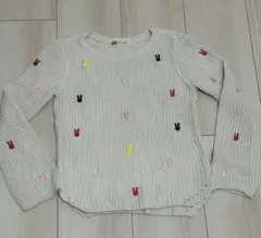 H&M 110㎝〜120㎝　ウサギ刺繍 綿ニット　5-6Y