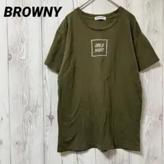【ブラウニー】Tシャツ　レディース　半袖　カーキ　F　フロントデザインのサムネイル