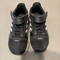 キッズ靴 adidas ブラック スニーカーマジックテープ 【19cm】黒