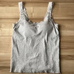 UNIQLO グレー リブ編み レース付きブラトップ