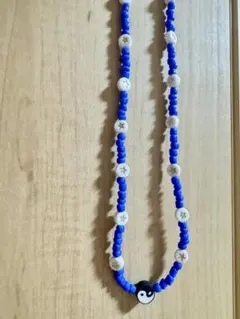 陰陽×ホワイトスタービーズネックレス ブルー