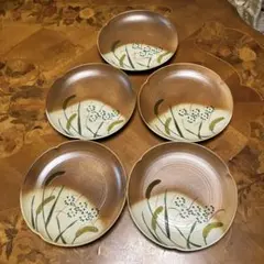 【新品】秋草 皿 5枚セット 九谷焼 順風 キズなし