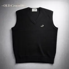 美品 ✨ オールドクロコダイル 日本製 Vネック ベスト 黒 Lサイズ メンズのサムネイル
