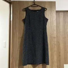 ELLE ブラックドット柄 ノースリーブ ワンピース