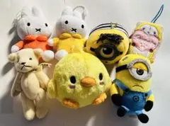 ミニオン、ミッフィー等ぬいぐるみチャームまとめ売り7点セット