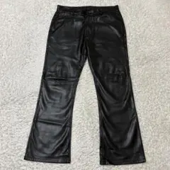 美品　ZARA フェイク　レザーフレアパンツ　ブラック　XL