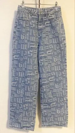SHEIN｜英字 総柄 デニムパンツ ジーンズ