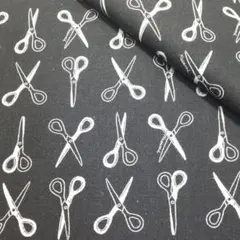 ✿【SEVENBERRY】ハサミ<キャンバス>生地 布 はぎれ[黒]