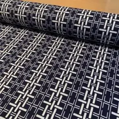 浴衣反物　紺✖️白　幾何学模様　未使用品