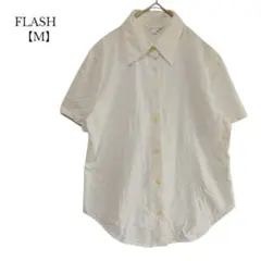 【FLASH／フラッシュ】シャツ　半袖　花柄　刺繍　オフホワイト　M