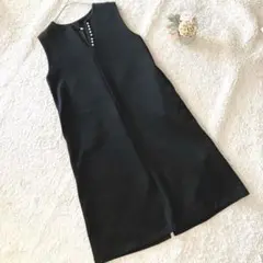 ノースリーブ黒ワンピース M パール装飾 ロング