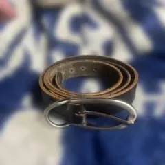 レザーベルト 黒 オーバル型バックル
