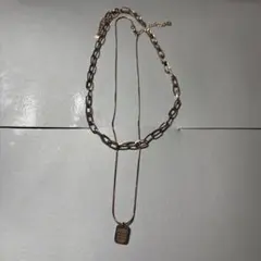サージカルステンレス　2連チェーンネックレス　着けっぱなしOK