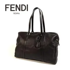 美品 FENDI レザー 大容量 ボストンバッグ ブラウン イタリア製 カデナ付