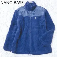 ナノベース　フリースジャケット　スタンドカラー　ダブルジップ　ネイビー　Mサイズ