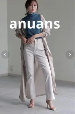【完売品】anuans セミフレアカットオフデニムパンツ　アイスグレー　サイズ1のサムネイル