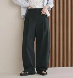 タックカーブパンツ ウォッシャブル 接触冷感　S ブラック