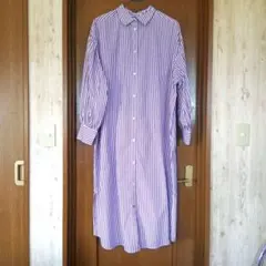 Ungrid♡シャツワンピース 長袖 紫と白ストライプ