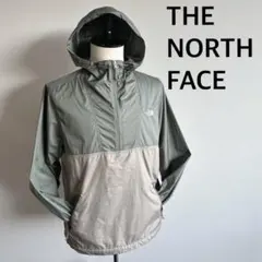 ノースフェイスアノラックパーカーモスグリーン×グレーメンズLサイズ相当薄手生地