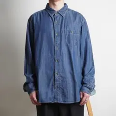 Eddie Bauer デニムダンガリーシャツ カジュアル ブルー/FZ165